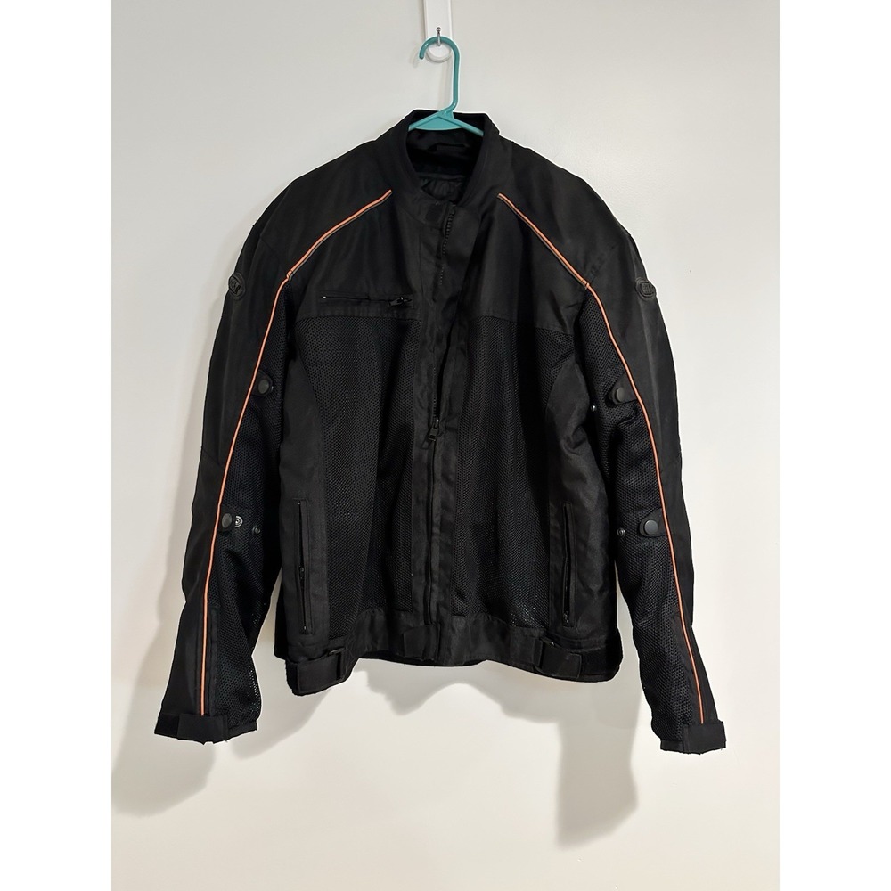 Custom Bilt Men XL Black Motorcycle Jacket Biker‎ Moto Racing Padded Y2K